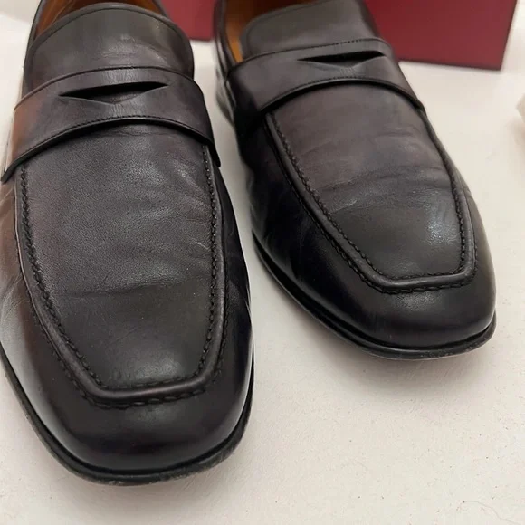 Mens BALLY Dark Grained Gray Slip on Loafer Shoes 9 1/2 - Picture 2 of 16
